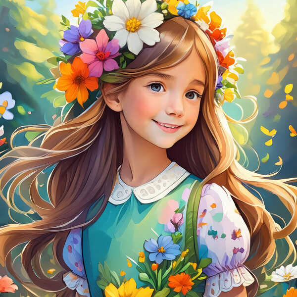A girl with flowers in her hair