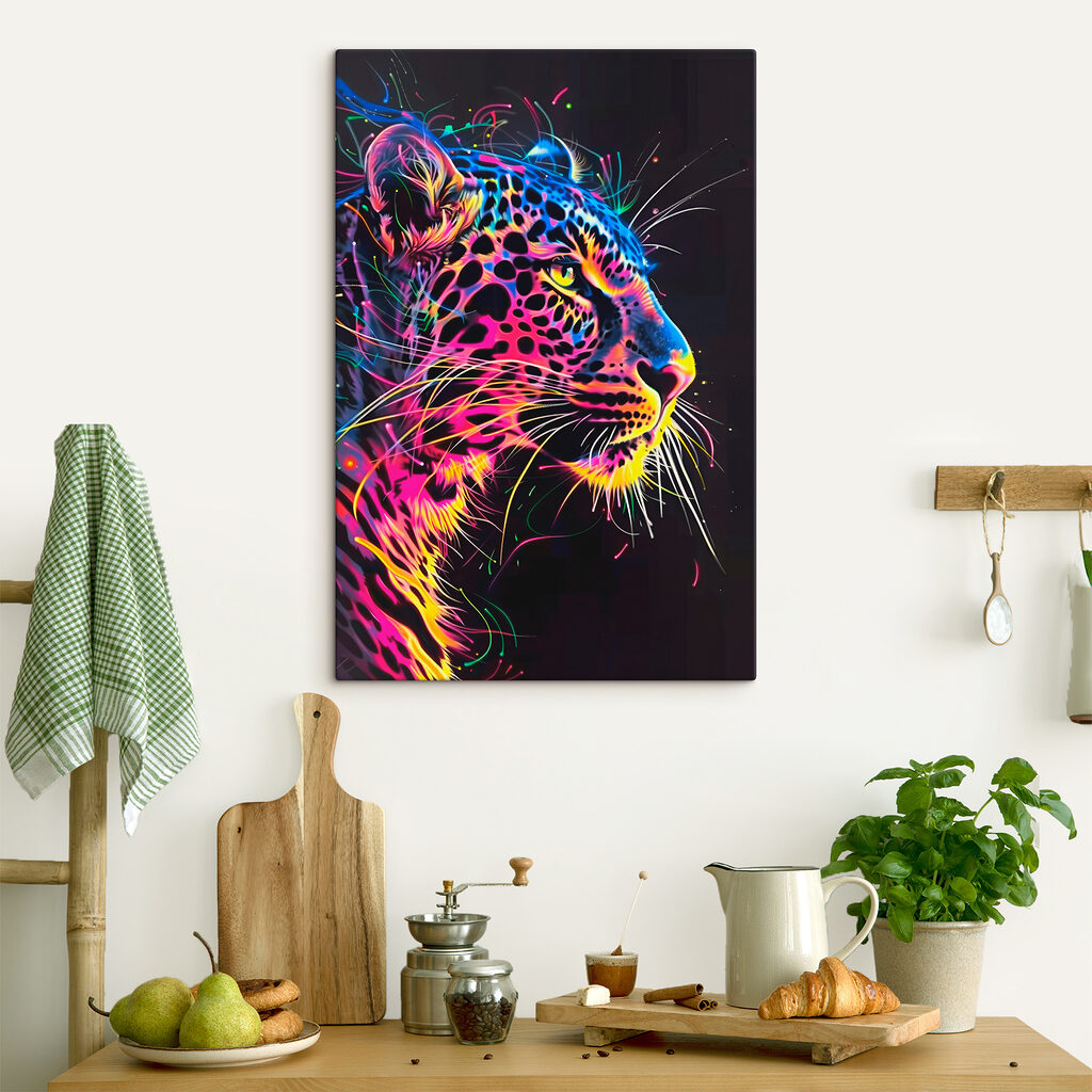 A colorful leopard with black background