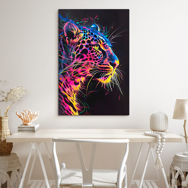 A colorful leopard with black background