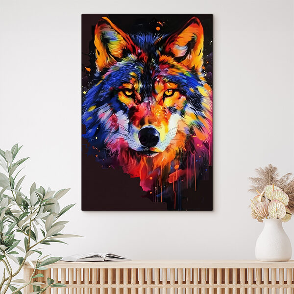 A colorful wolf with paint splashes A colorful wolf with paint splashes