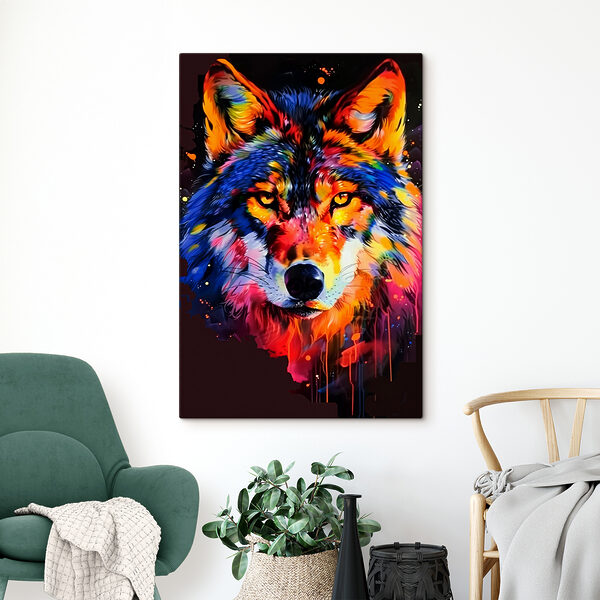 A colorful wolf with paint splashes A colorful wolf with paint splashes