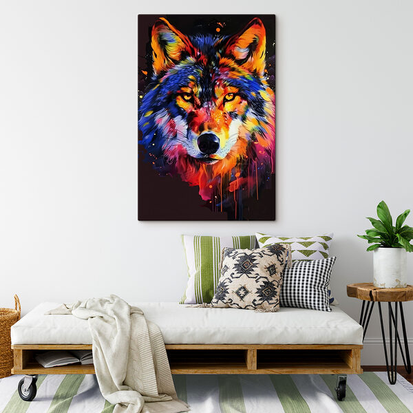 A colorful wolf with paint splashes A colorful wolf with paint splashes
