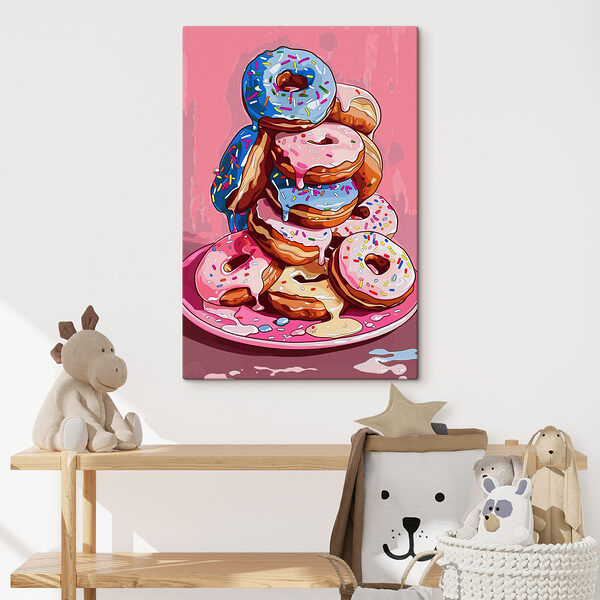 Cuadros Una pila de donuts con glaseado y virutas de colores