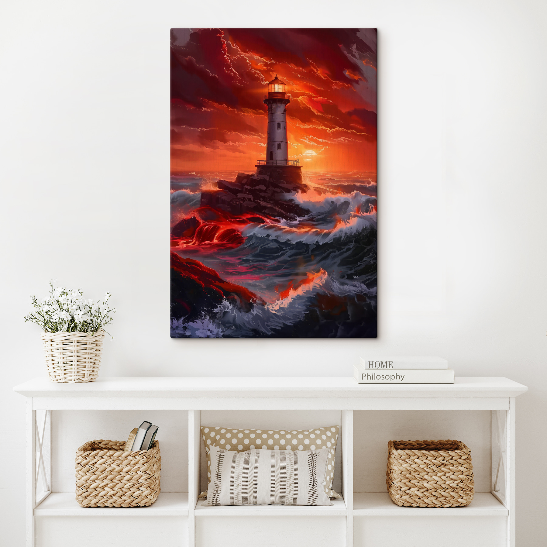 A lighthouse in the ocean