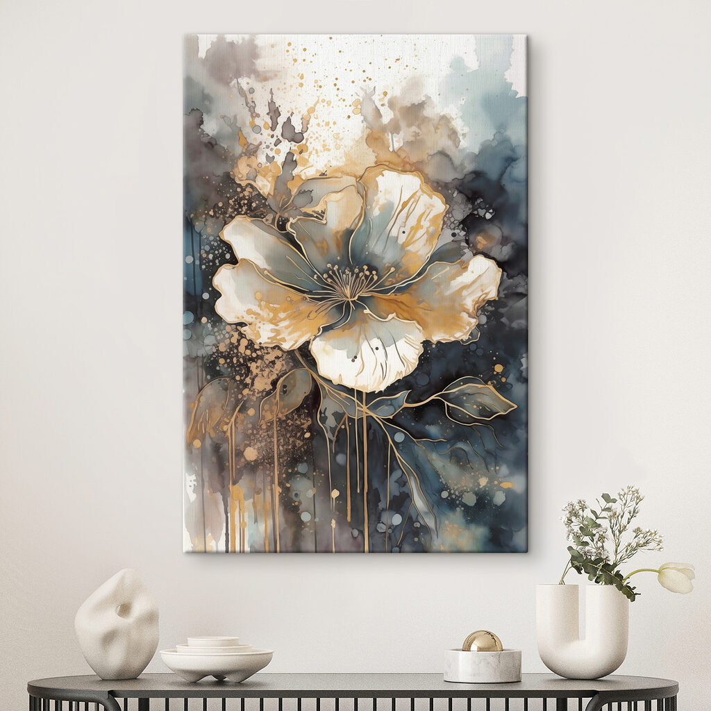 A painting of a flower
