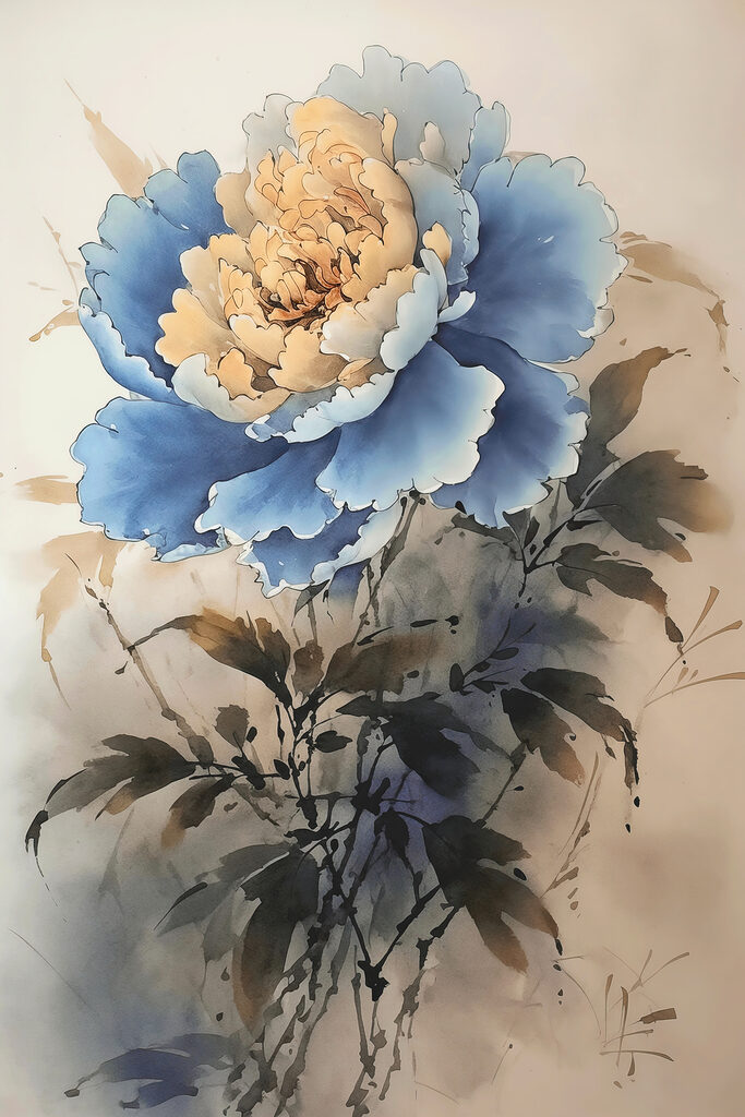 A painting of a flower