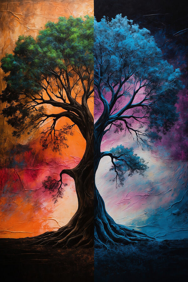 A tree with a colorful background A tree with a colorful background
