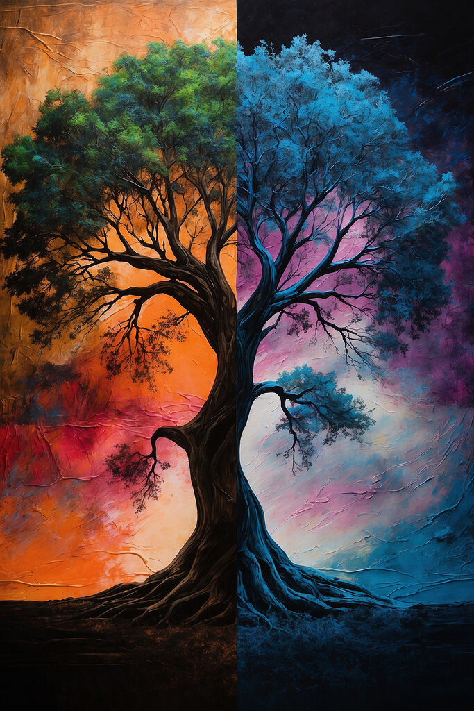 A tree with a colorful background A tree with a colorful background