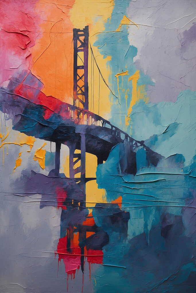 A painting of a bridge