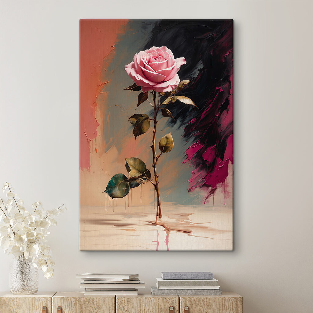 A pink rose on a stem