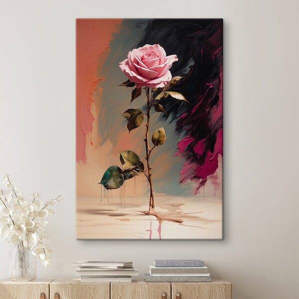 Cuadros Una rosa rosa con tallo (SKU: s39004) Cuadros Cuadros Una rosa rosa con tallo (SKU: s39004)