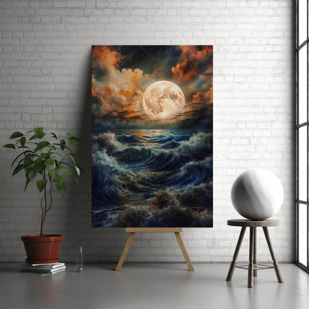 A full moon over a body of water