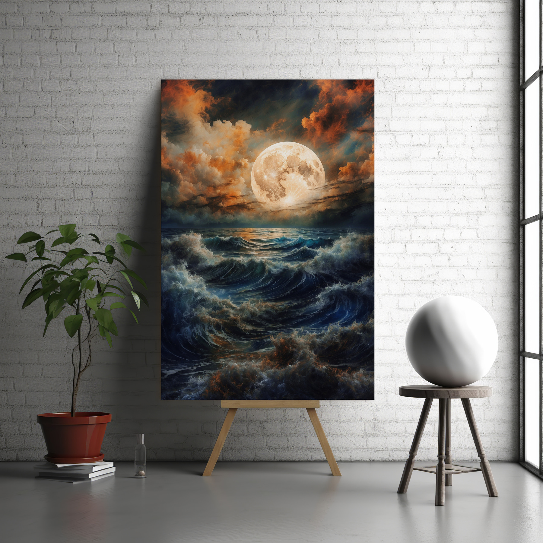 A full moon over a body of water