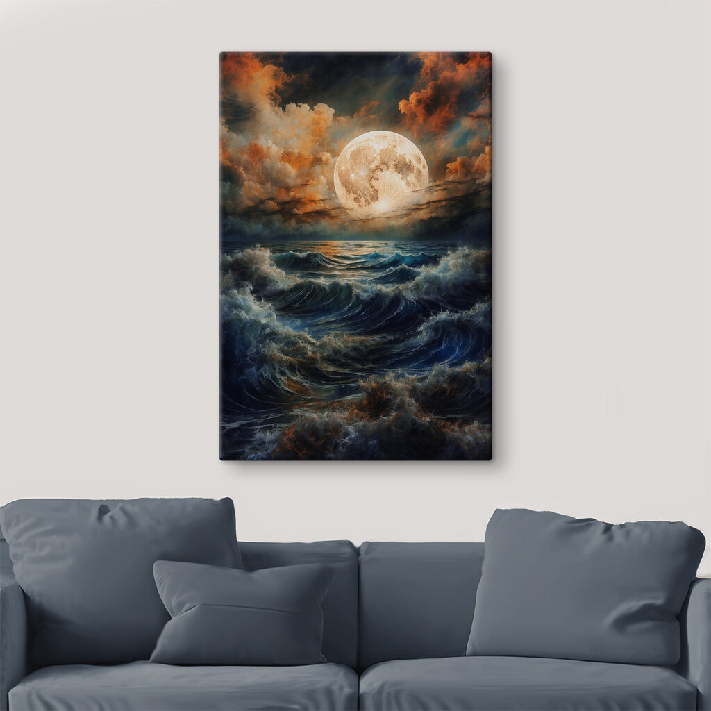 A full moon over a body of water