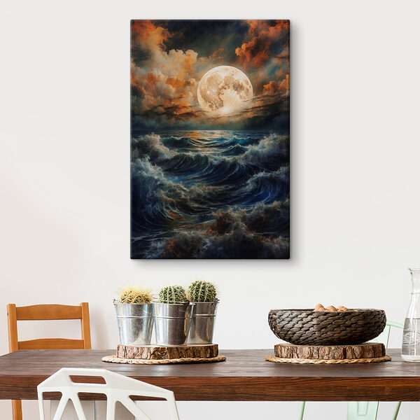 A full moon over a body of water