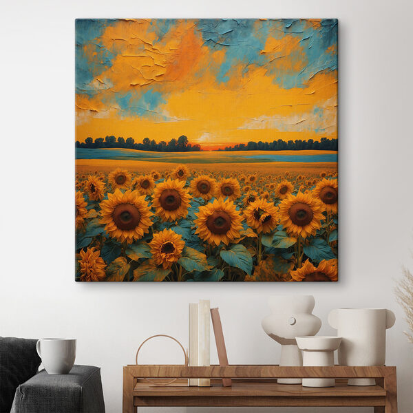 Cuadros Cuadros Un campo de girasoles al atardecer (SKU: s39008)