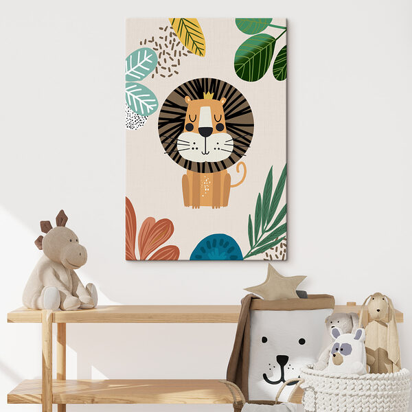 Cuadros Un león con una corona y hojas (SKU: s39095) Cuadros Cuadros Un león con una corona y hojas (SKU: s39095)