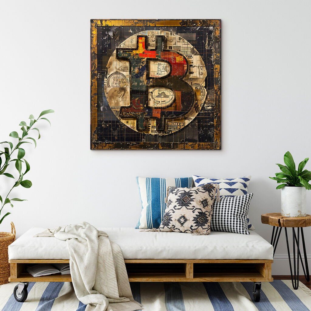 A sign with a bitcoin symbol