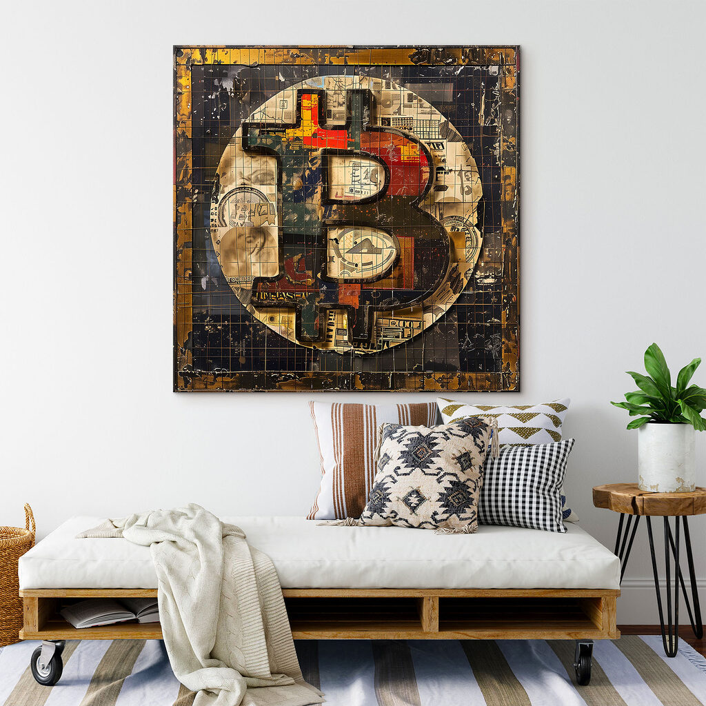 A sign with a bitcoin symbol