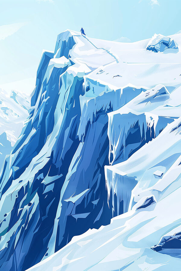A snow covered mountain with icicles