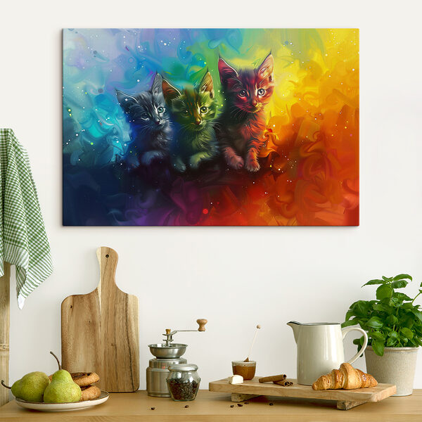 Cuadros Un grupo de gatitos con los colores del arcoíris