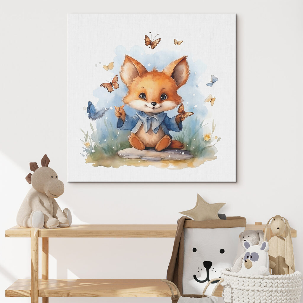 A fox with butterflies around it
