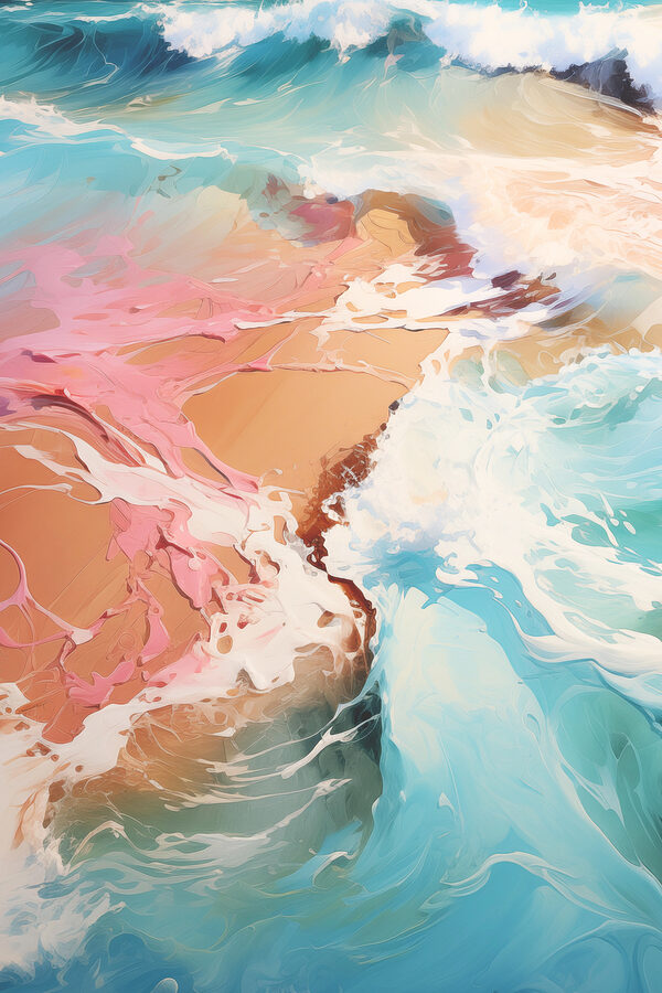 A painting of a beach A painting of a beach