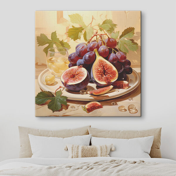 Cuadros Un plato de higos y uvas