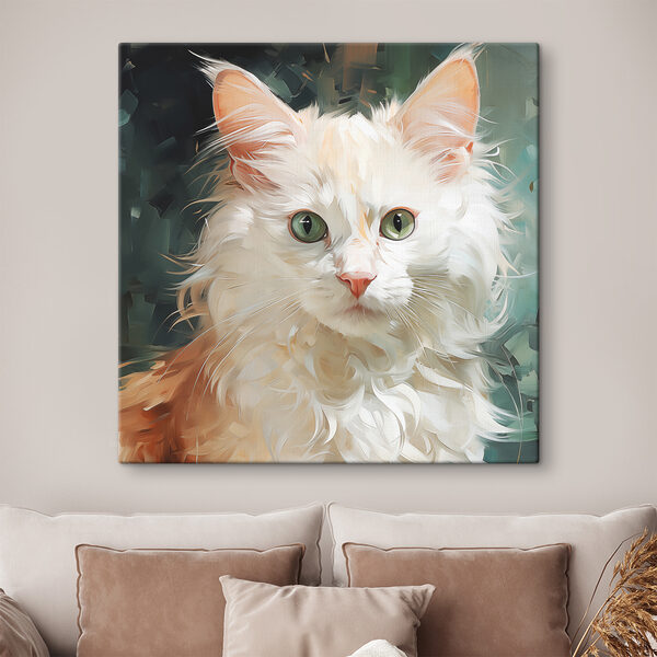 Cuadros Cuadros Un gato blanco de ojos verdes (SKU: s39132)