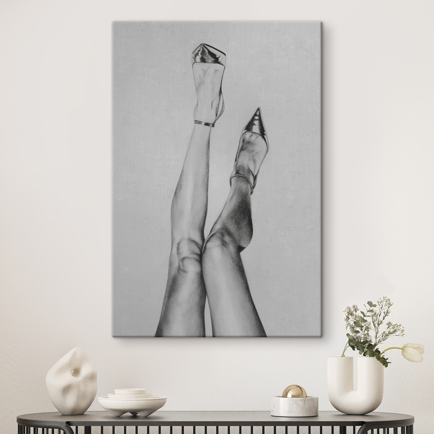 A drawing of a woman's legs