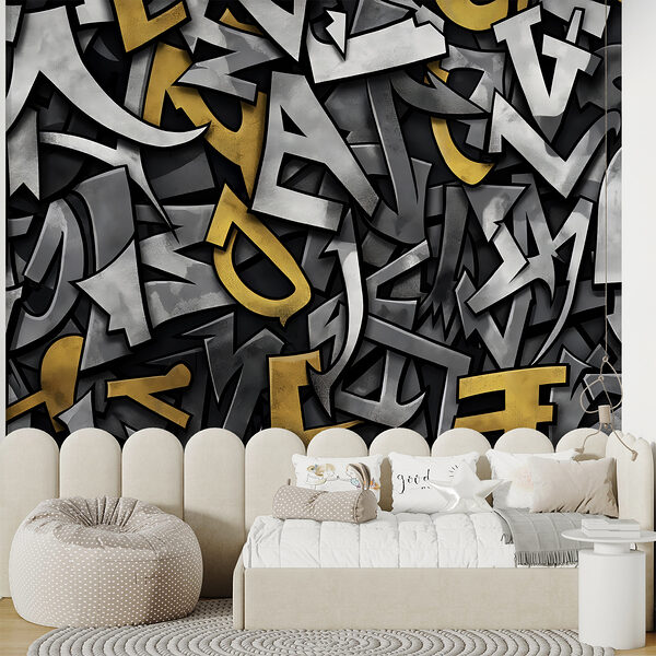 A close up of a pattern of letters