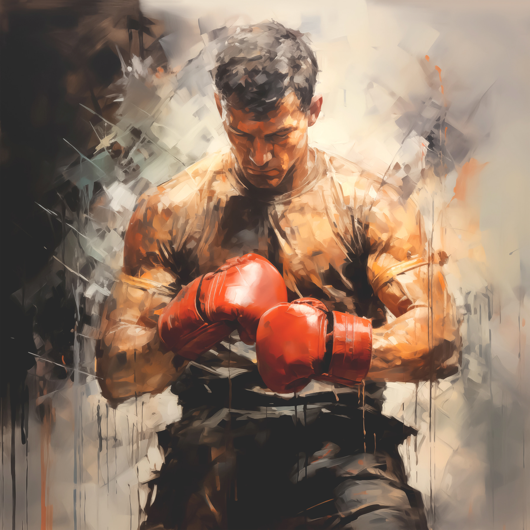 A man wearing boxing gloves