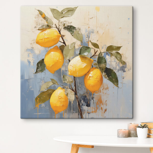 Cuadros Un cuadro de limones en una rama