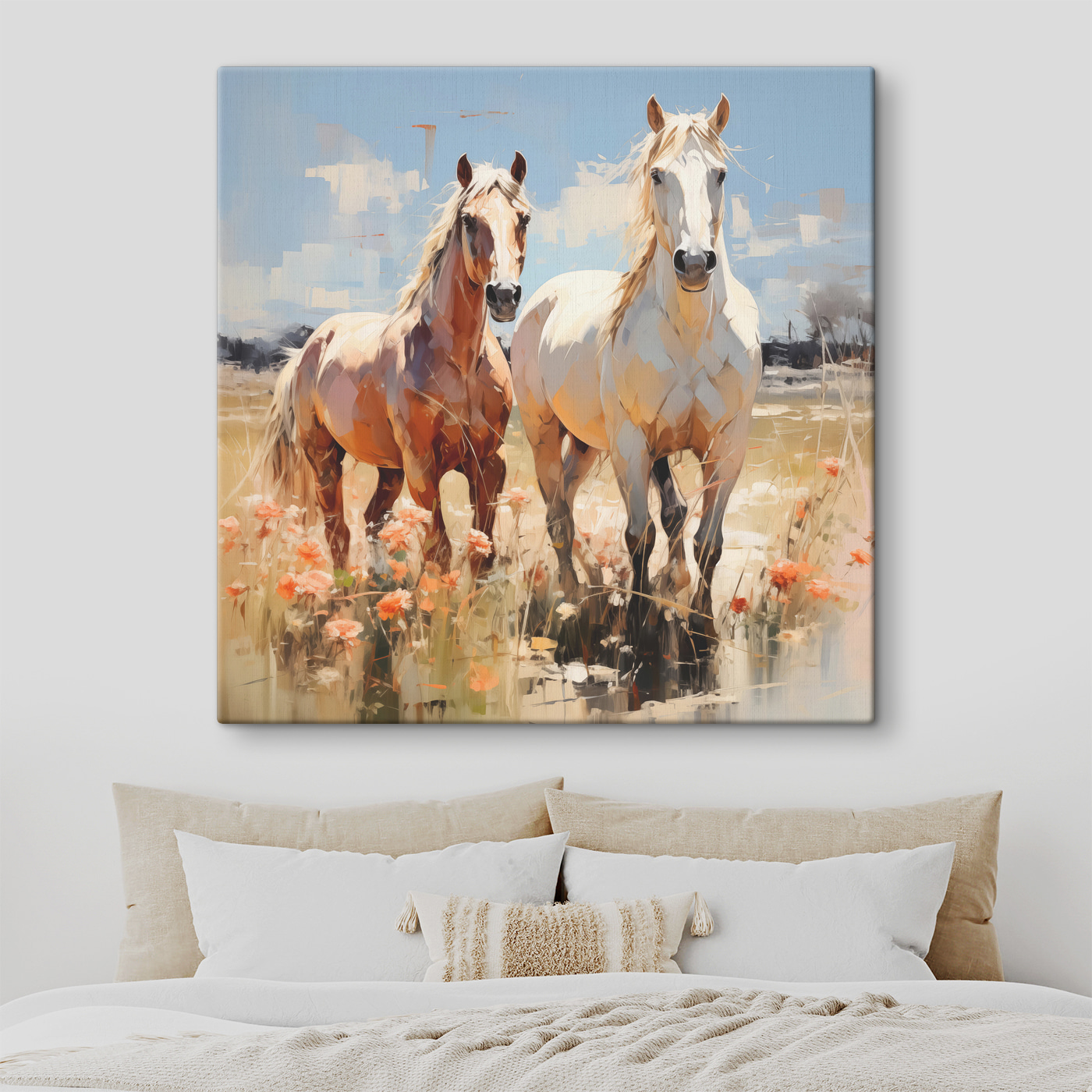 Two horses standing in a field Two horses standing in a field