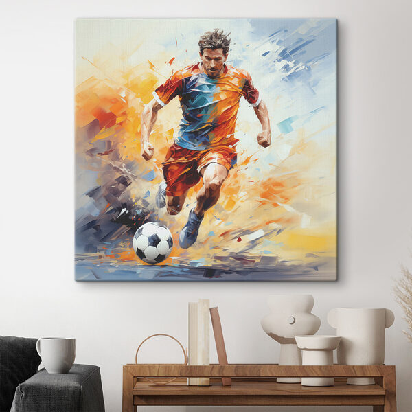 Cuadros Cuadros Un hombre corriendo con un balón de fútbol (SKU: s39189)