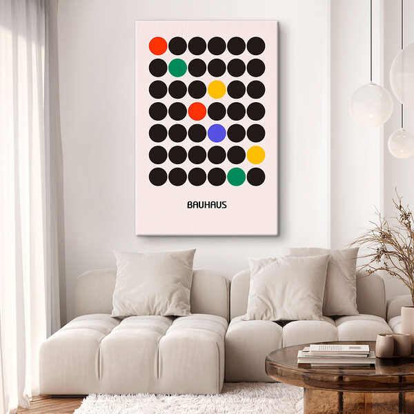 Cuadros Un grupo de círculos negros con puntos de diferentes colores (SKU: s39256) Cuadros Cuadros Un grupo de círculos negros con puntos de diferentes colores (SKU: s39256)