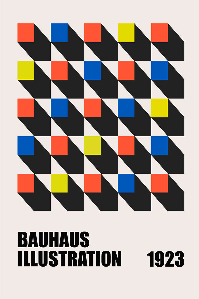 A poster with colorful squares