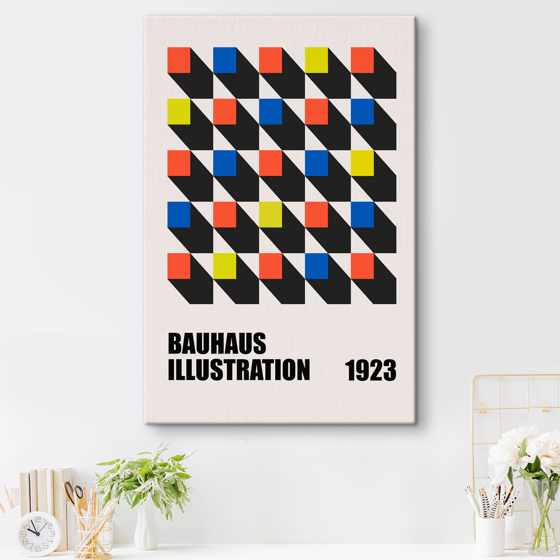 A poster with colorful squares