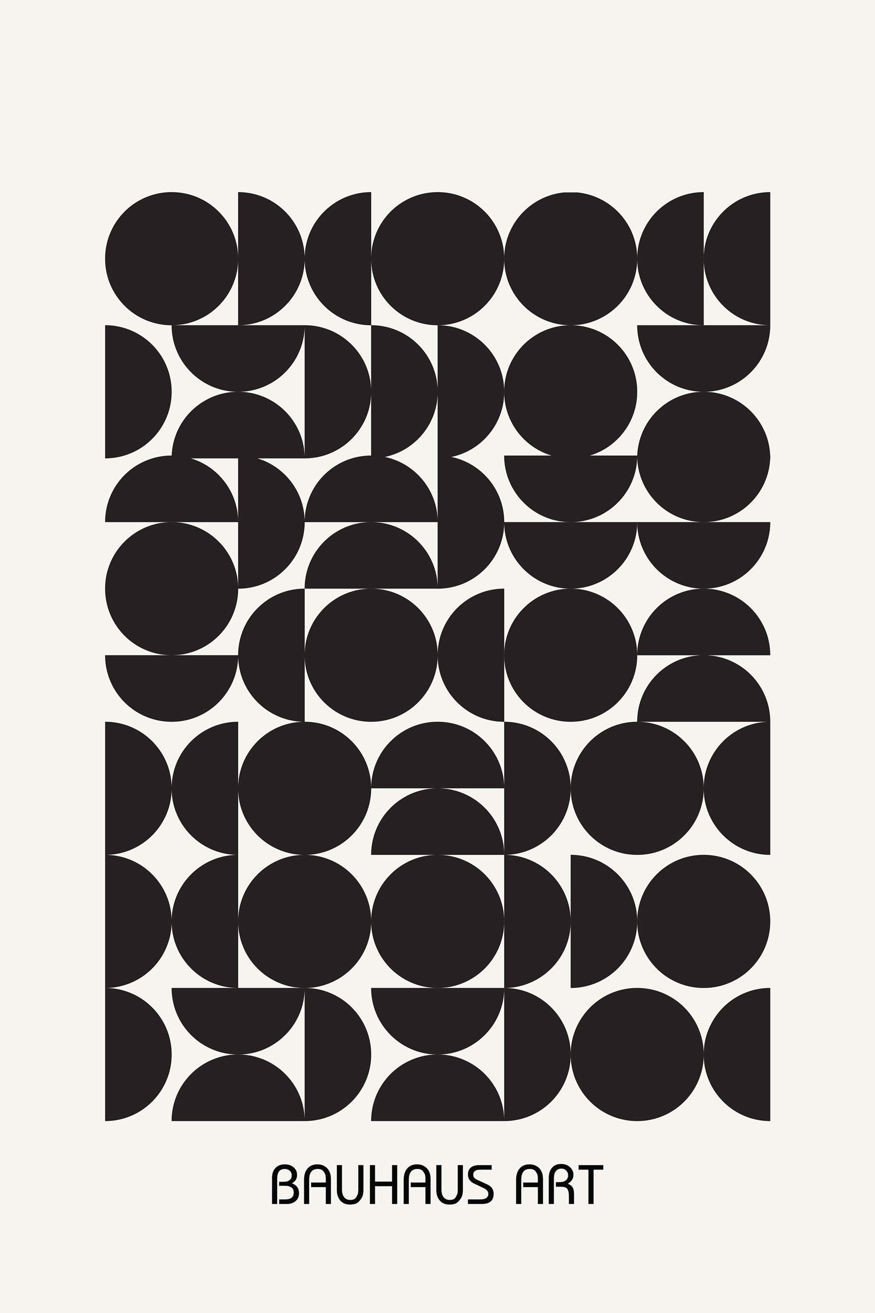 A black and white pattern of circles and half circles