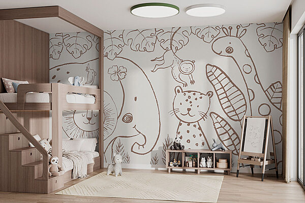 Fotomurales Fotomurales Un dibujo de animales y plantas (SKU: w01268)