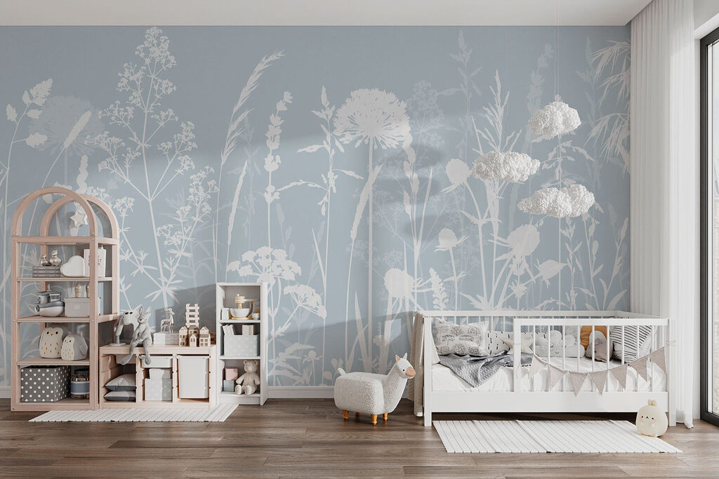 A white silhouettes of flowers