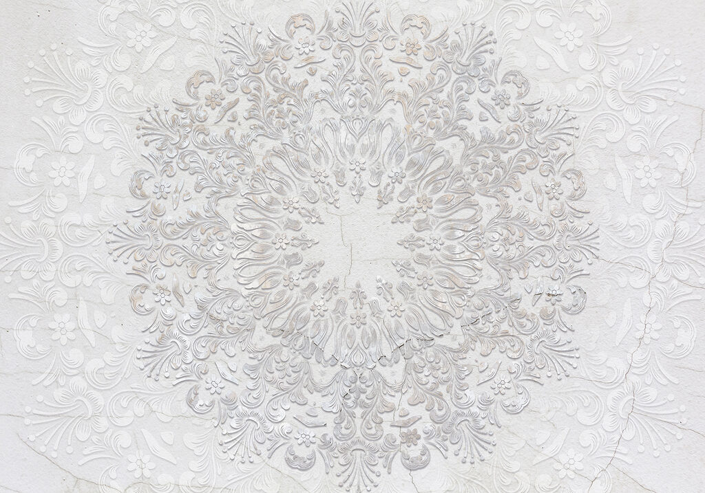 Un dibujo circular blanco y gris Un dibujo circular blanco y gris