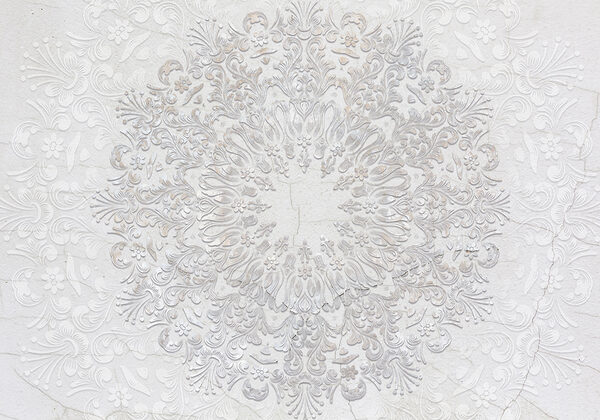 Un dibujo circular blanco y gris Un dibujo circular blanco y gris