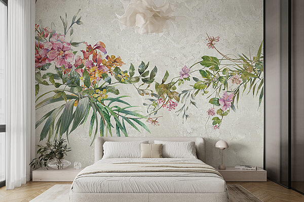 Un cuadro de flores y hojas Un cuadro de flores y hojas