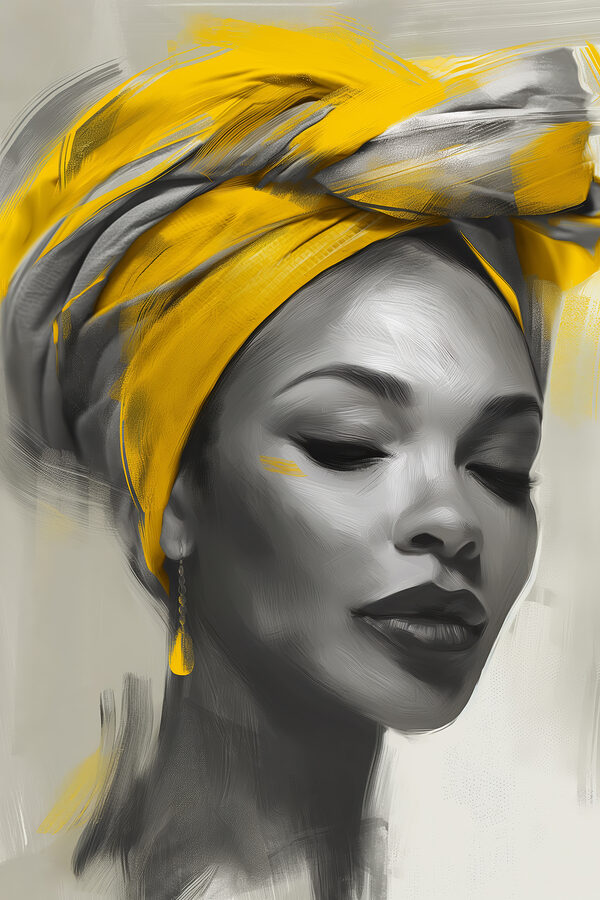 A woman with a yellow turban