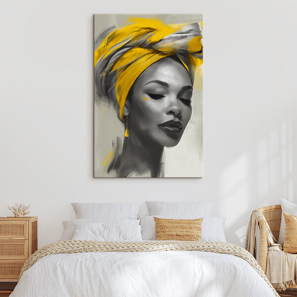 A woman with a yellow turban
