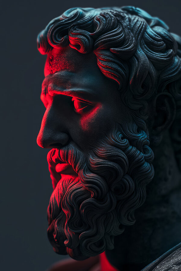 A statue of a bearded man