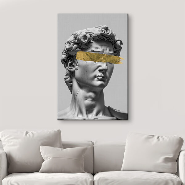 Statue with bold brushstroke accent Statue with bold brushstroke accent