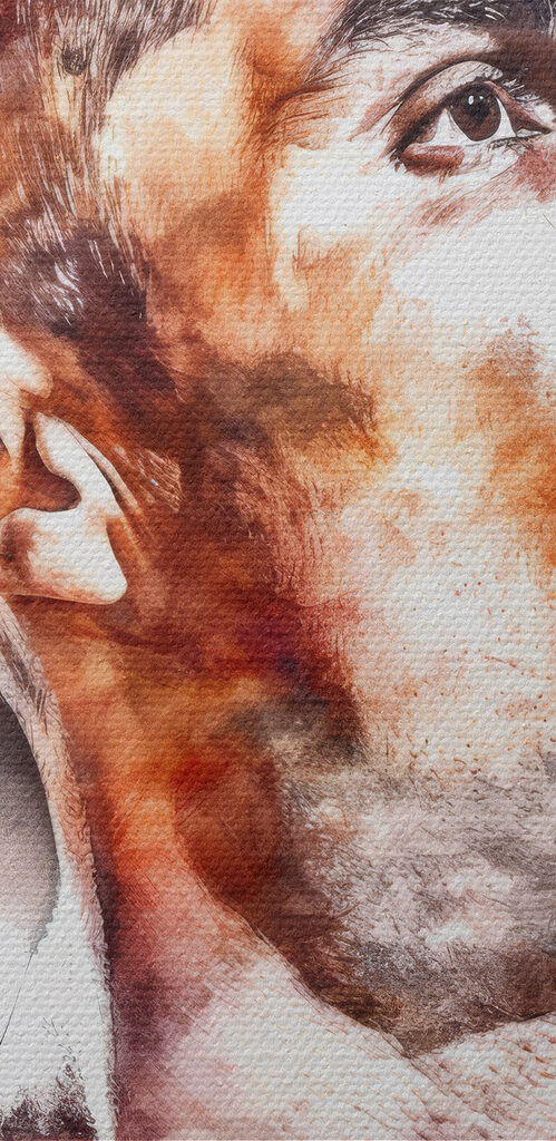 A man looking up to the side
