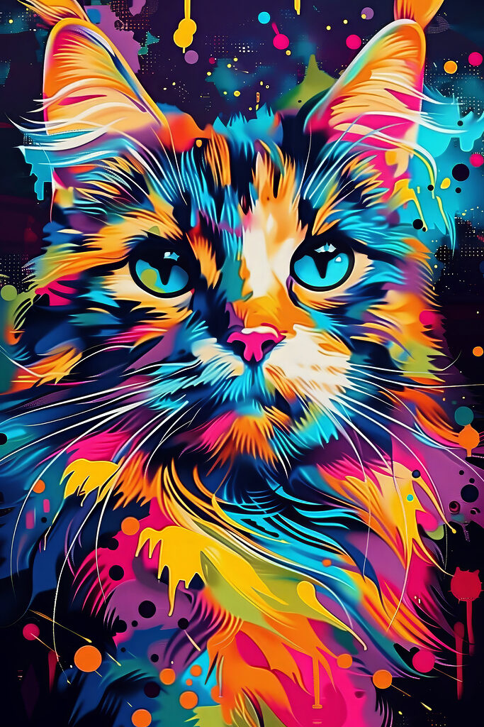 A colorful cat with blue eyes A colorful cat with blue eyes